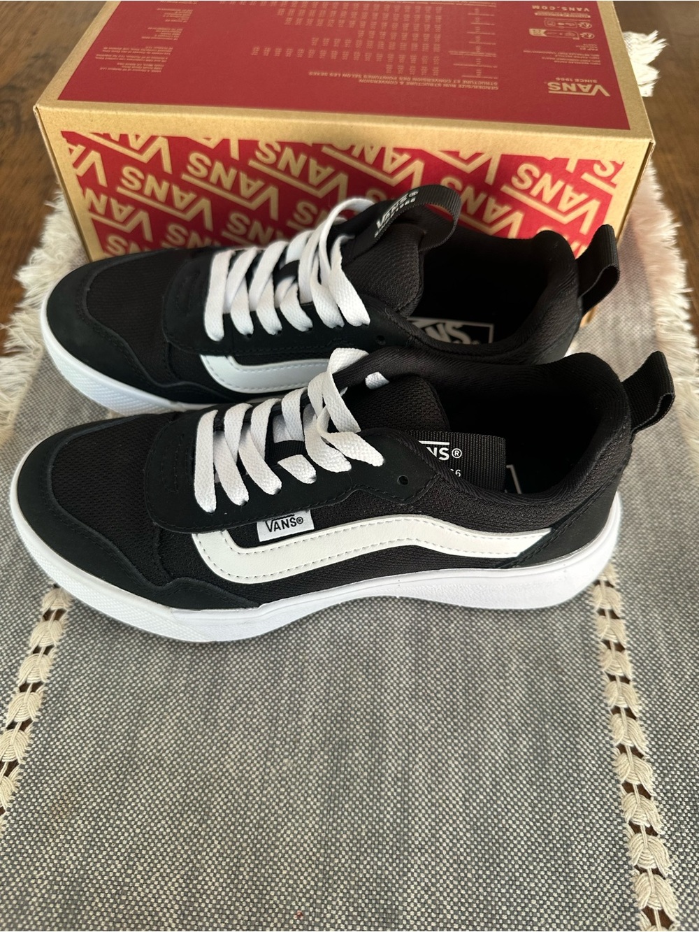 Vans Black and White Low-Top Skate Sneakers